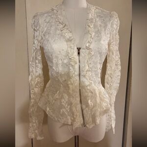 Chic White Lace Women's Blazer